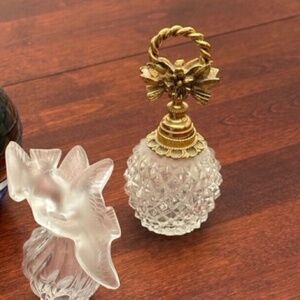 2  Lovely Perfume Bottles: Lalique Two Doves and Matson/Stylebuilt Ormolu